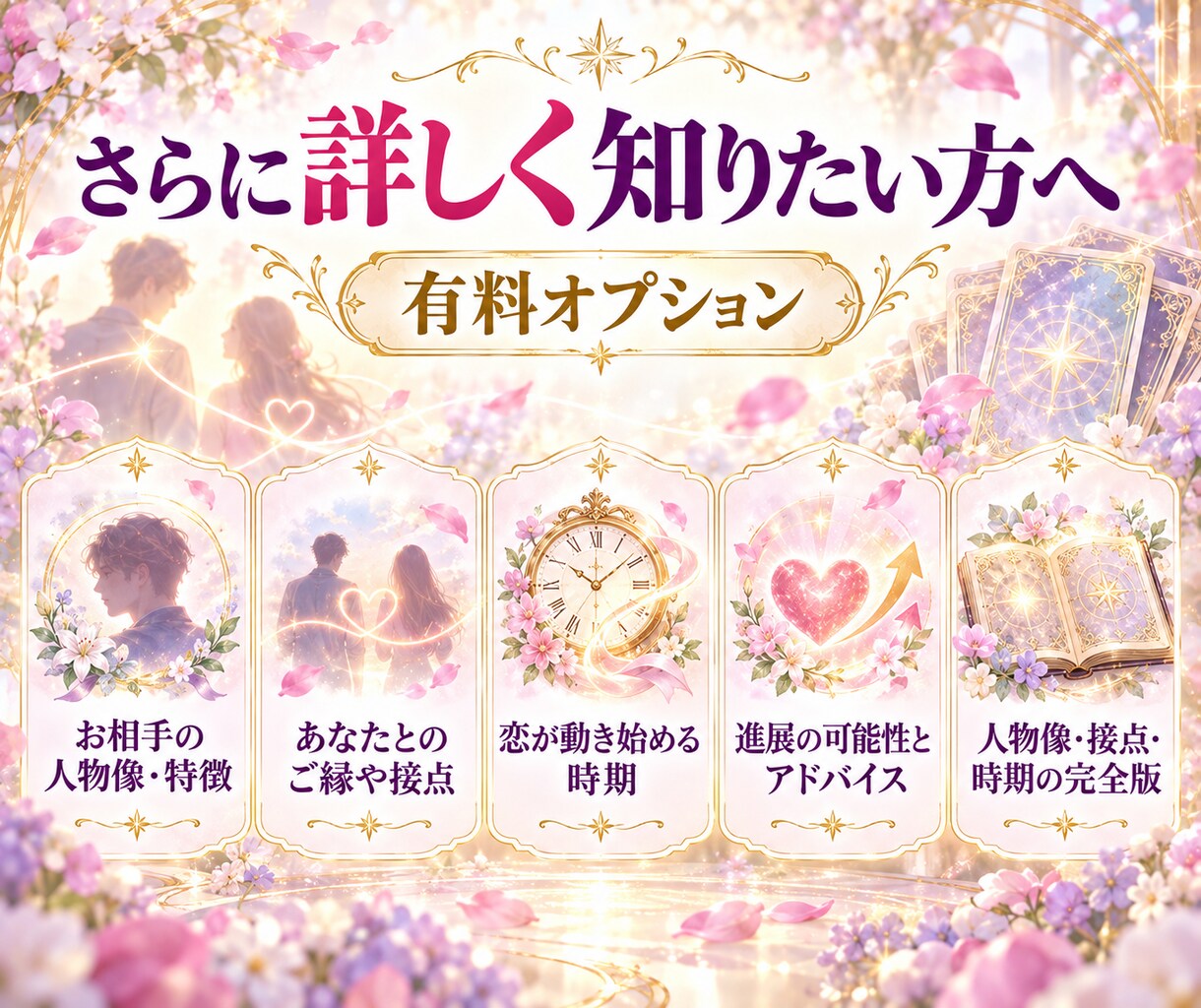 今あなたを好きな人の有無と特徴を占います 好意の有無・相手の特徴・想いを2500文字以上で詳しく鑑定 イメージ7