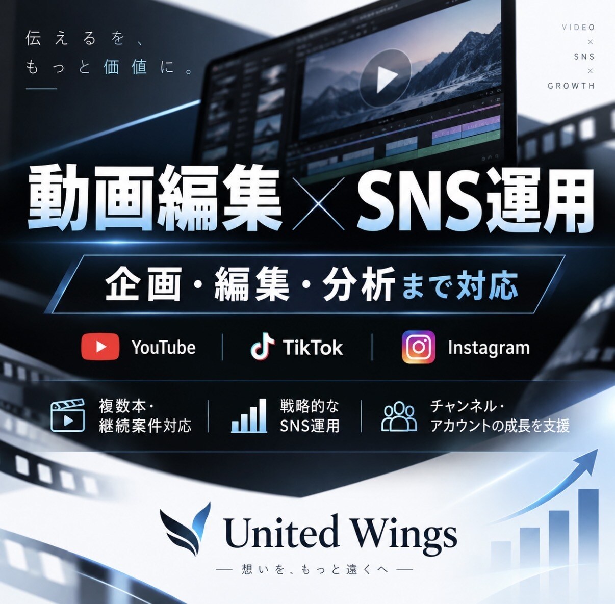 SNS運用・動画編集をサポートしますます 企画・編集・分析までまとめて対応します イメージ1