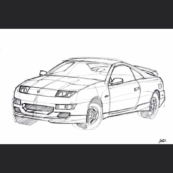 愛車のイラストを描きます サインペンでA4紙にスケッチします イメージ1