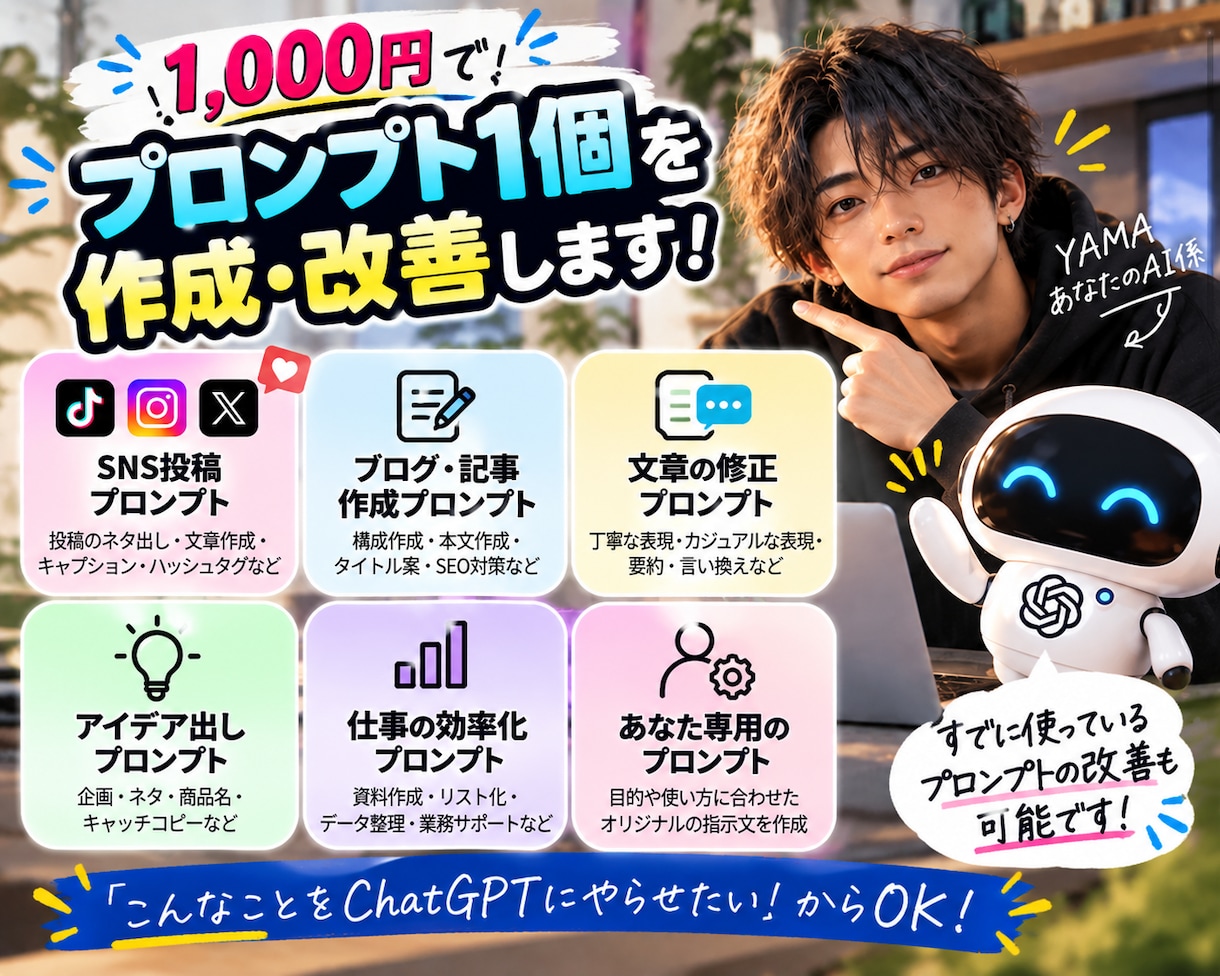 ChatGPTのプロンプトを作成・改善します 「ChatGPTに何て頼めばいい？」を一緒に解決します！ イメージ2