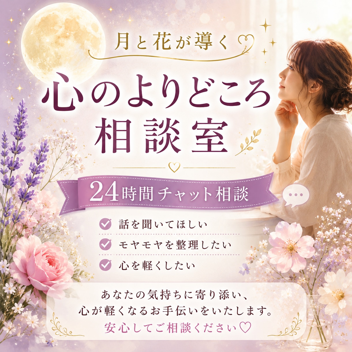頑張りすぎる女性へ♡心を整えるチャット相談できます 幸せ習慣「心のよりどころ相談室」 イメージ1