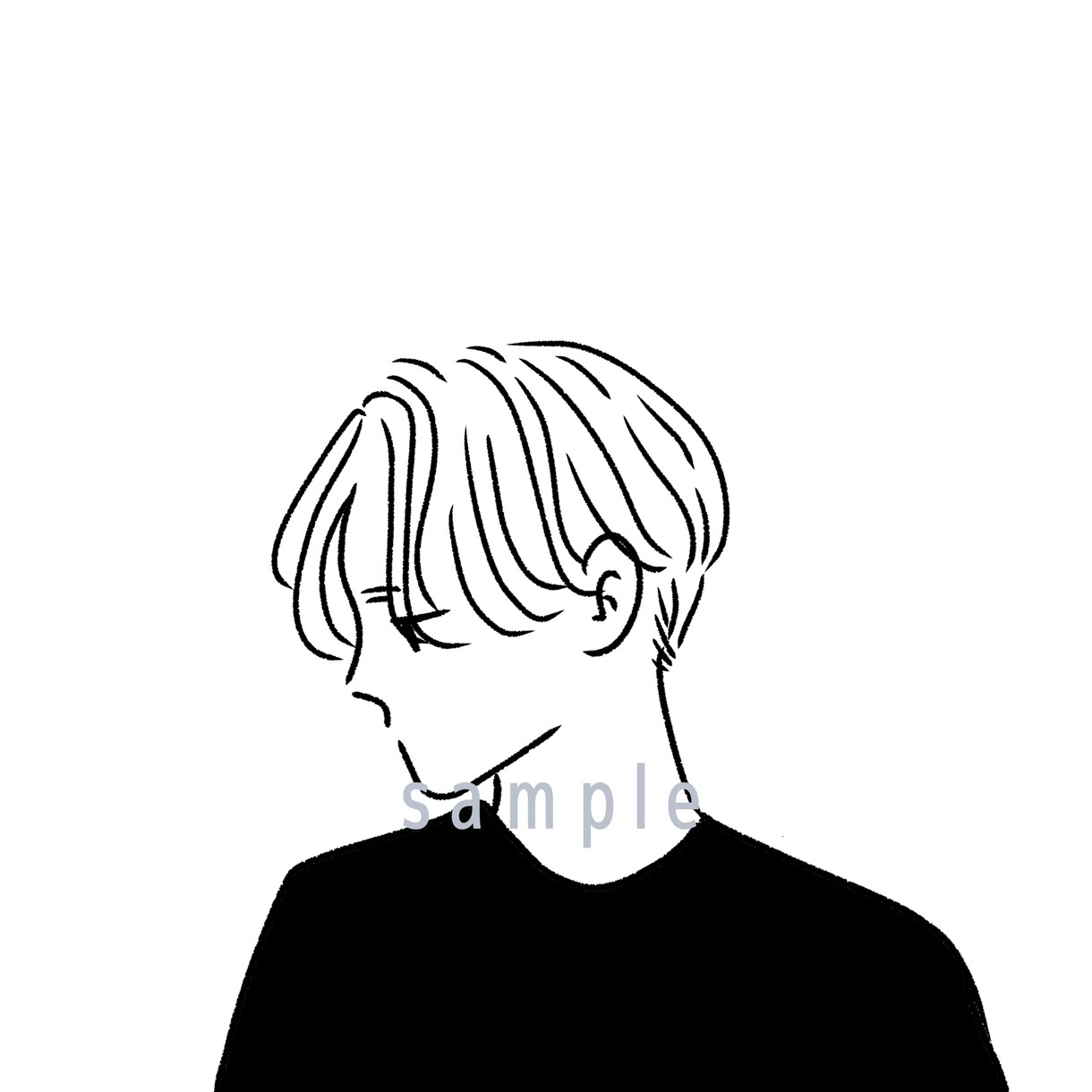 特徴◎シンプル◎おしゃれ◎モノクロ似顔絵描きます SNSアイコン用にぴったり！お洒落でシンプルなモノクロ似顔絵 イメージ3