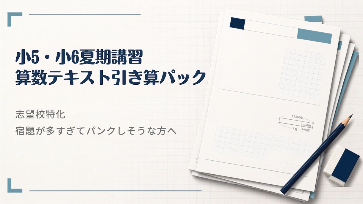 中学受験夏期講習の算数：志望校に特化して仕分けます 小5・小6対象：算数の宿題に対応しきれない予感のする方へ イメージ1