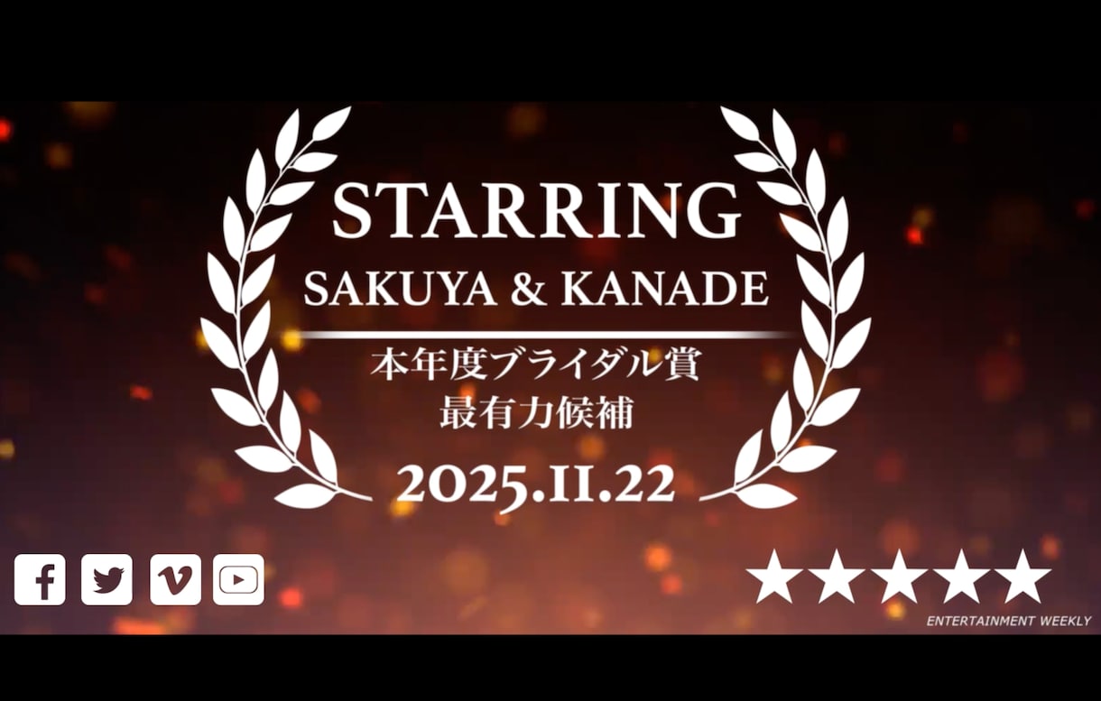 映画予告風の結婚式オープニングムービーを作成します 英語ナレーションのオープニングでインパクト絶大の開宴！ イメージ2