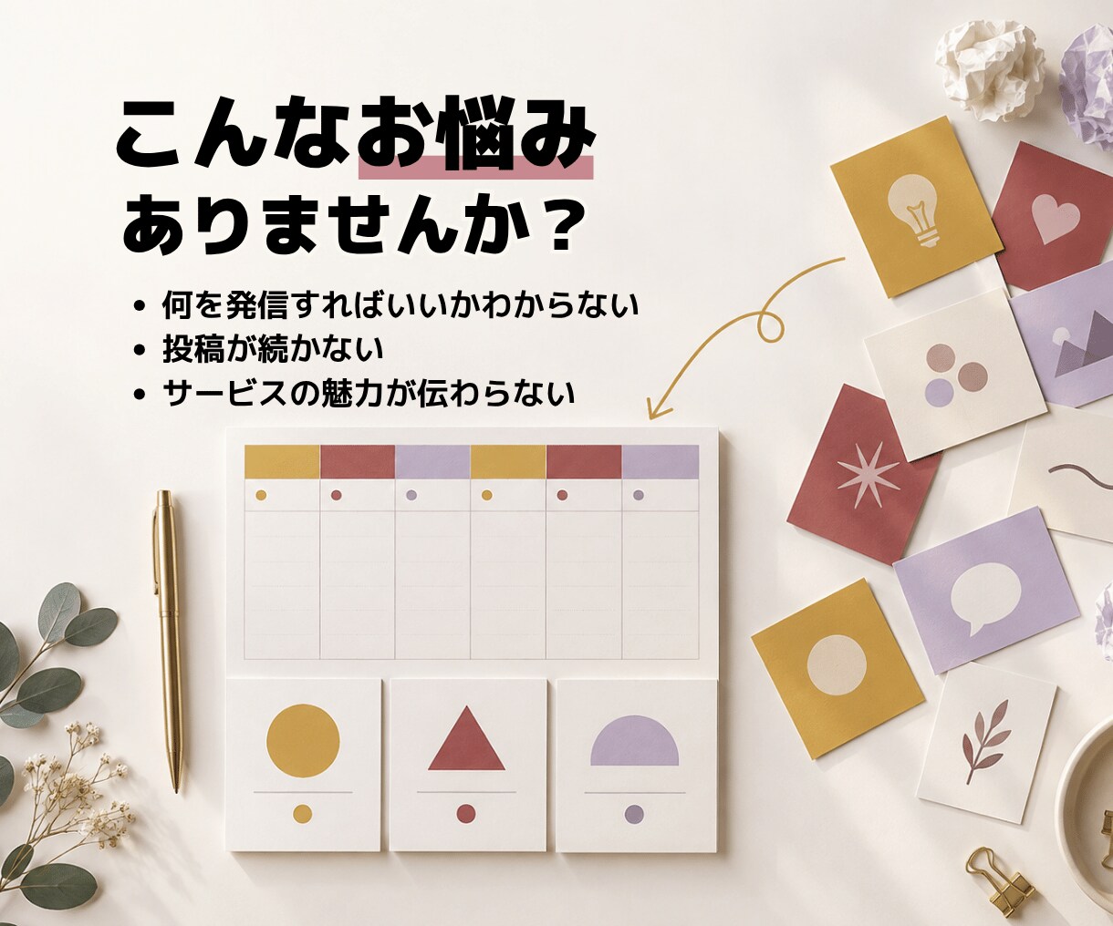 SNS発信の土台を整えるミニ設計します 投稿の迷いを整理し、続けやすい発信の型を作ります イメージ2