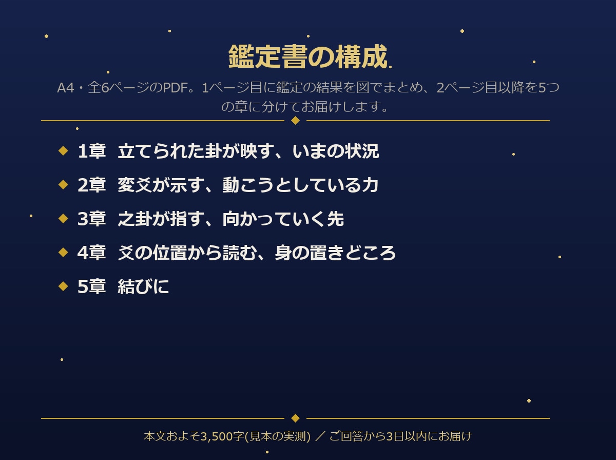迷っている決断に易で卦を立てて行く先を読み解きます お悩みを伺い、PDFの鑑定書で24時間以内にお届け イメージ3