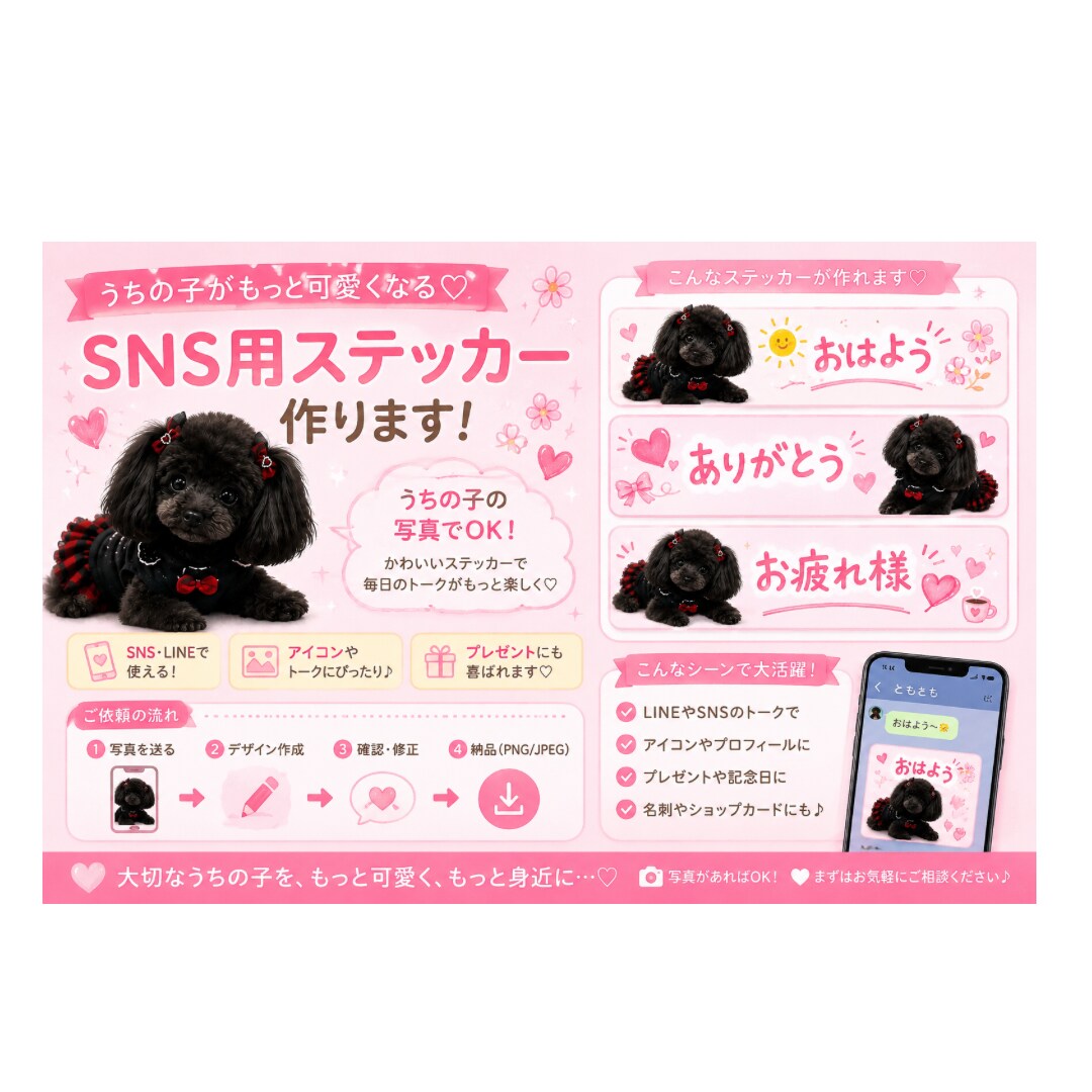 SNSで使えるステッカー作ります うちの子でSNSが更に楽しい〜 イメージ1