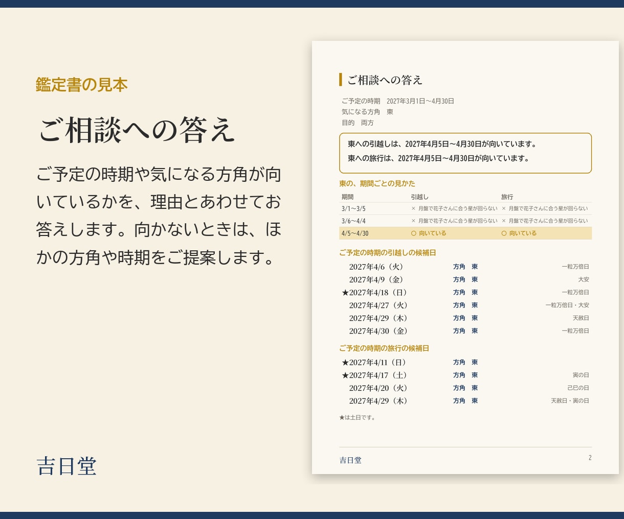 引越しや旅行の吉方位を九星気学で鑑定します ご家族で使える方角と、引越しに向く日まで イメージ2