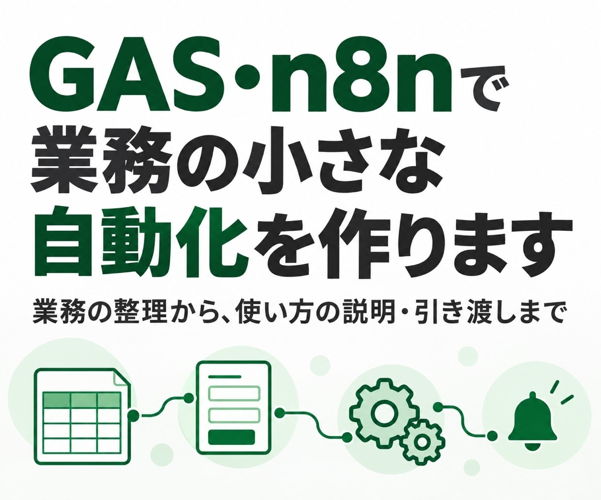 GAS・n8nで業務の小さな自動化を作ります 業務の整理から使い方の説明・引き渡しまで対応 イメージ1