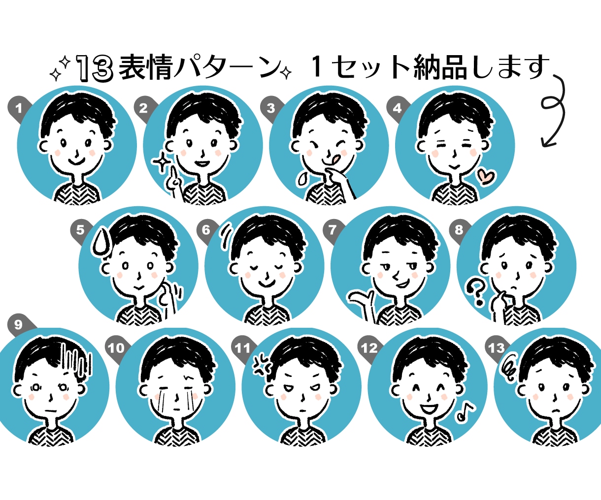 格安の表情セット★シンプルほっこりアイコン作ります ブログ、SNSでアイコンをお探しの方へ！オリジナルアイコンを イメージ2