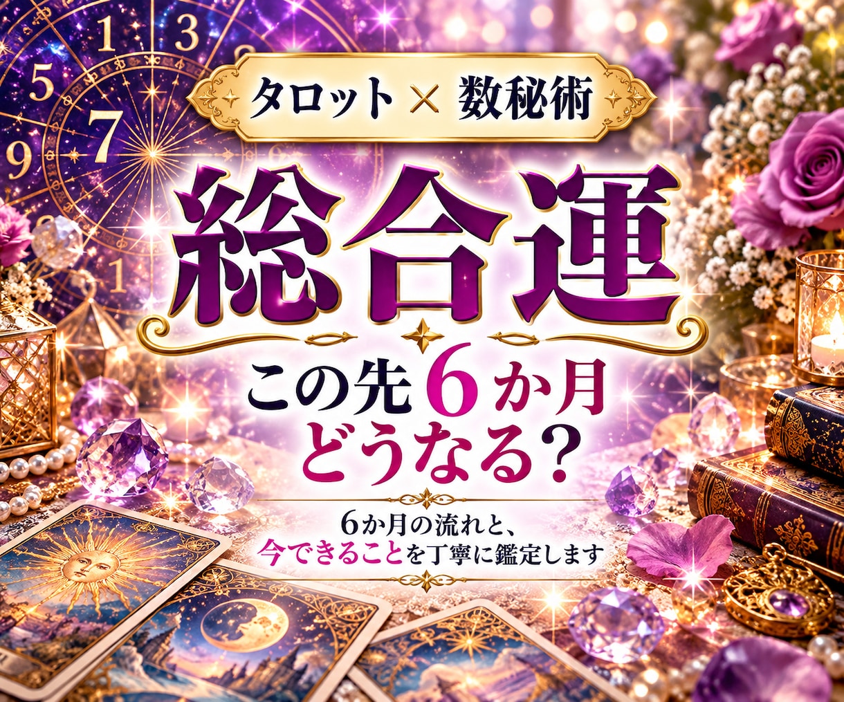 数秘＋タロットで6か月の総合運を占います 6か月の流れと今できることを月ごとに丁寧に鑑定します イメージ1