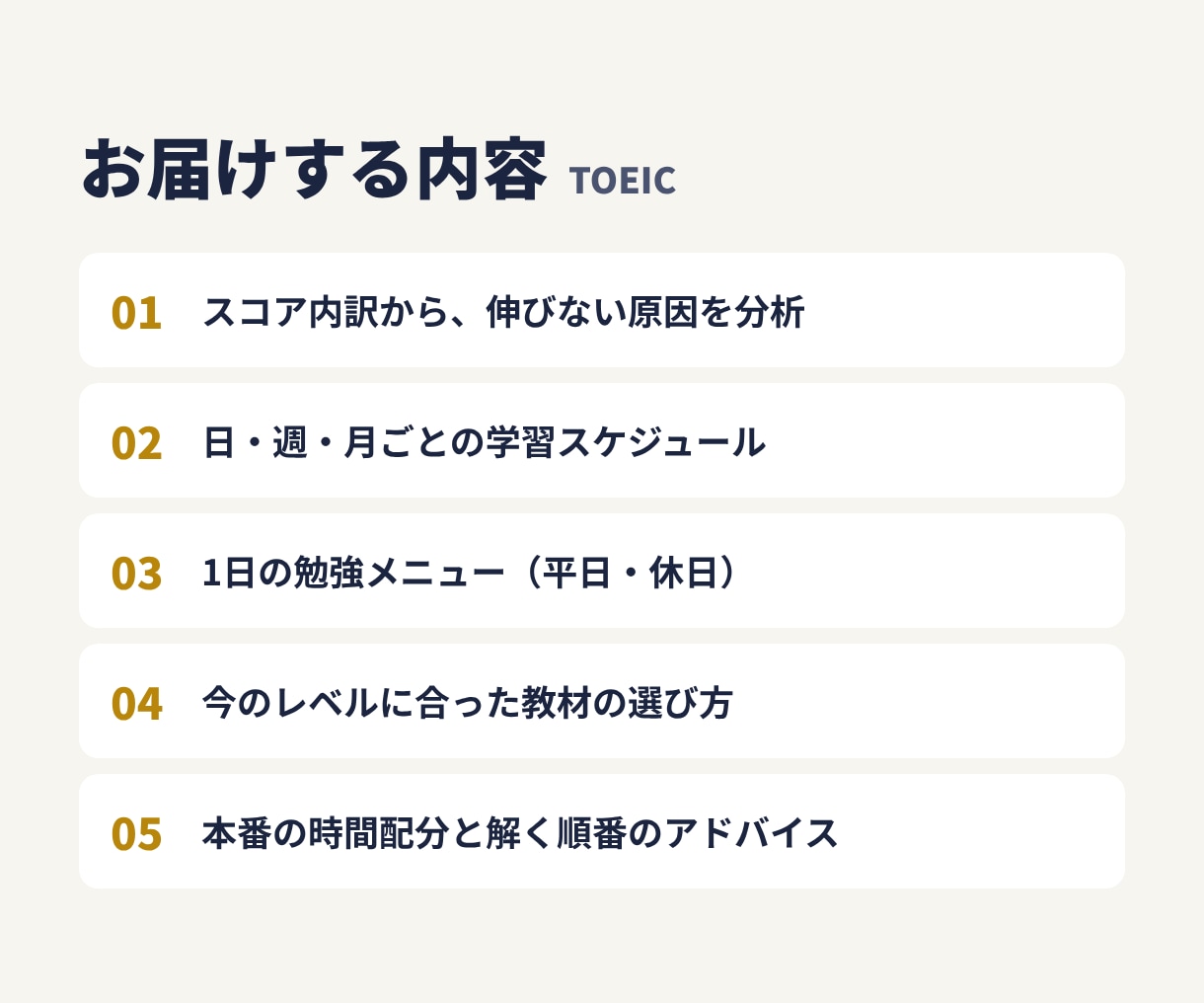 TOEICの学習プランをあなた専用に作ります スコア内訳と試験日から、今日やることまで具体化します イメージ3