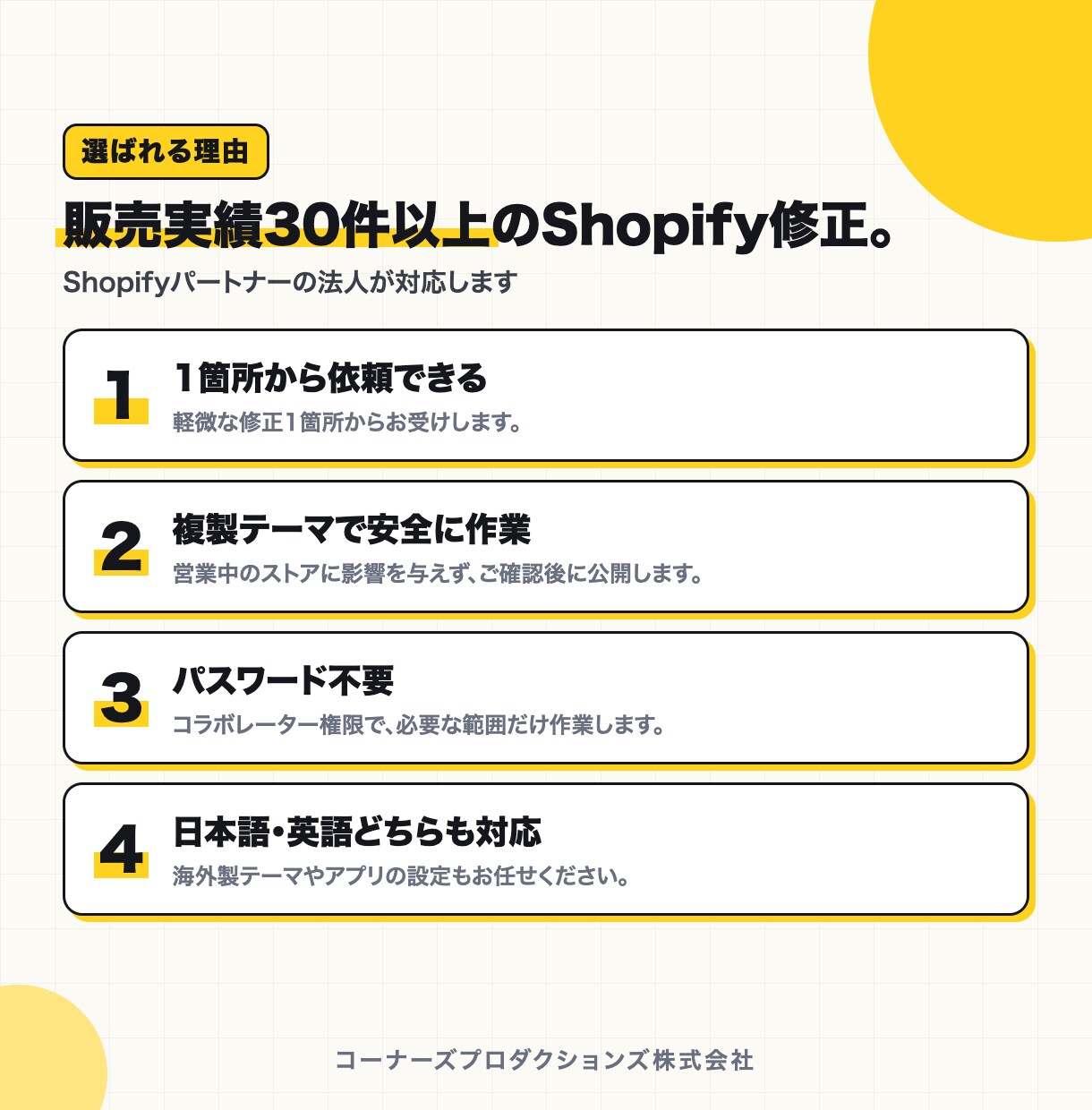 Shopifyテーマの修正・カスタマイズをします Shopifyパートナーの法人が対応｜販売実績30件以上 イメージ3