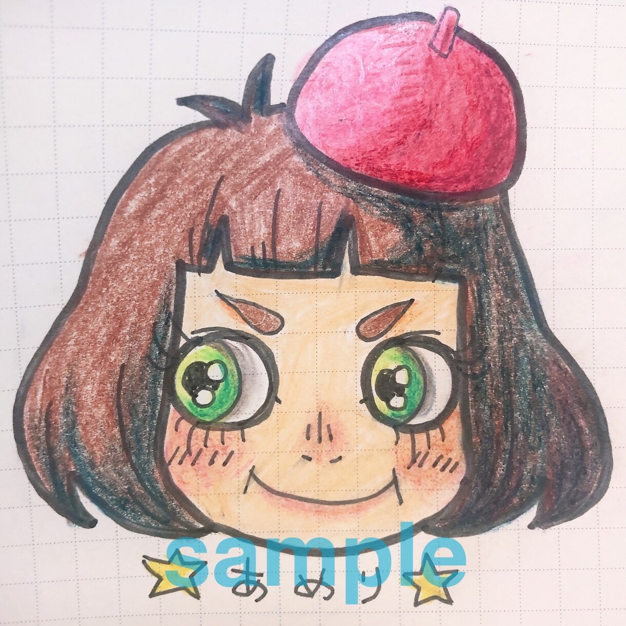 貴方のSNS用のアイコンを色鉛筆で描きます 柔らかい色合いの色鉛筆のアイコンはいかがですか？ イメージ1