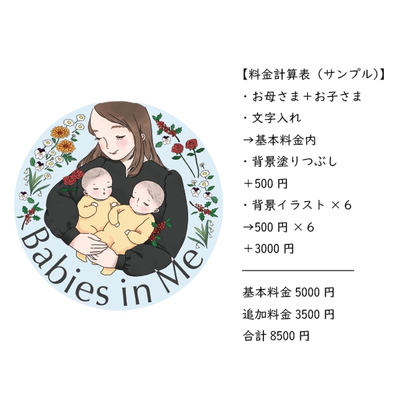 即対応！似顔絵のマタニティマークをおかきします ひとりも、ふたごも、みつごも！みんなそろったマタニティマーク イメージ2