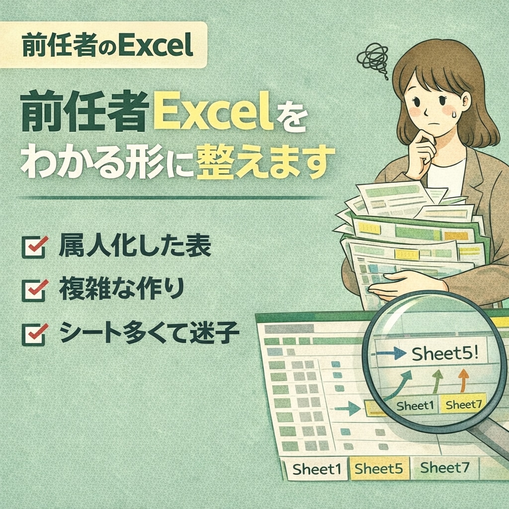 前任者Excelを見やすく整理します 触るのが怖いExcel、整理します イメージ1