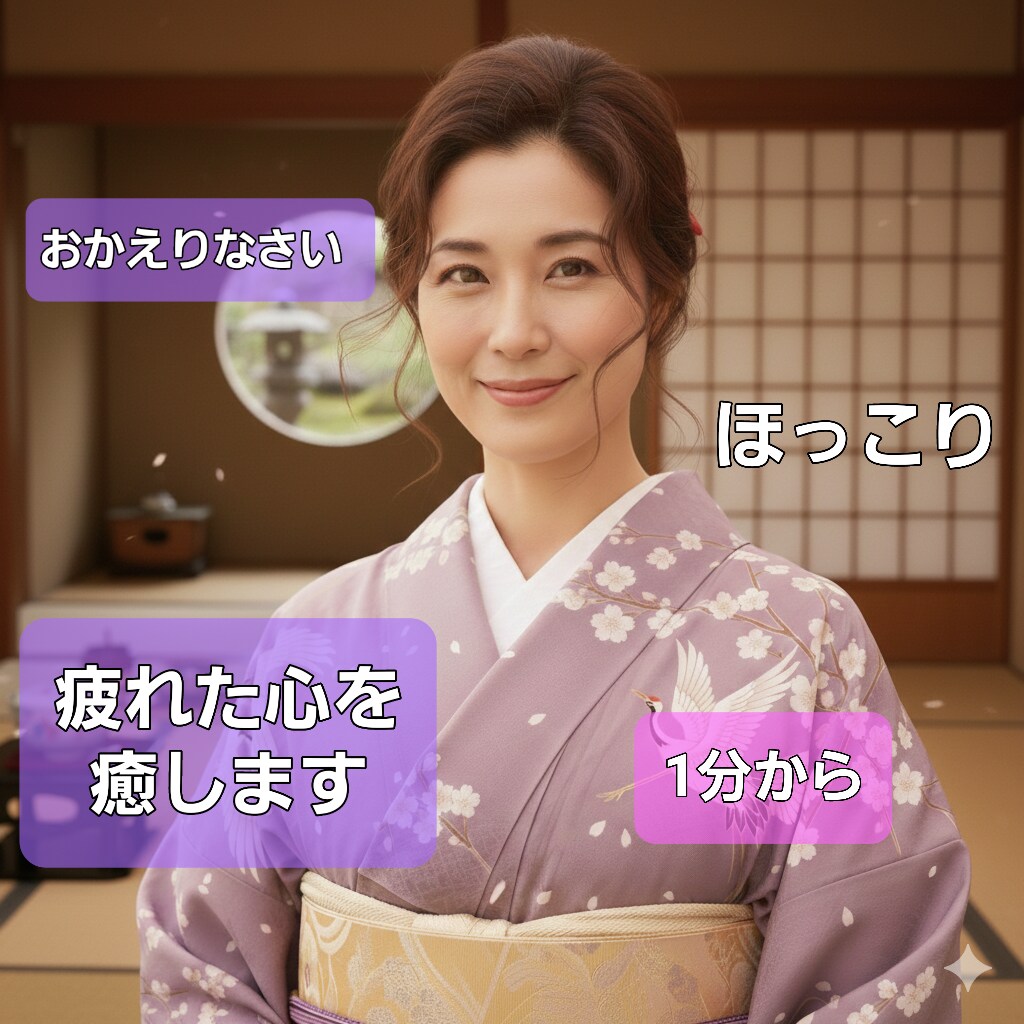 お帰りなさい✿１分から可✿いつでもここに居ります ❀頑張り過ぎた貴方にそっと寄り添い～安心してお話しください～ イメージ2