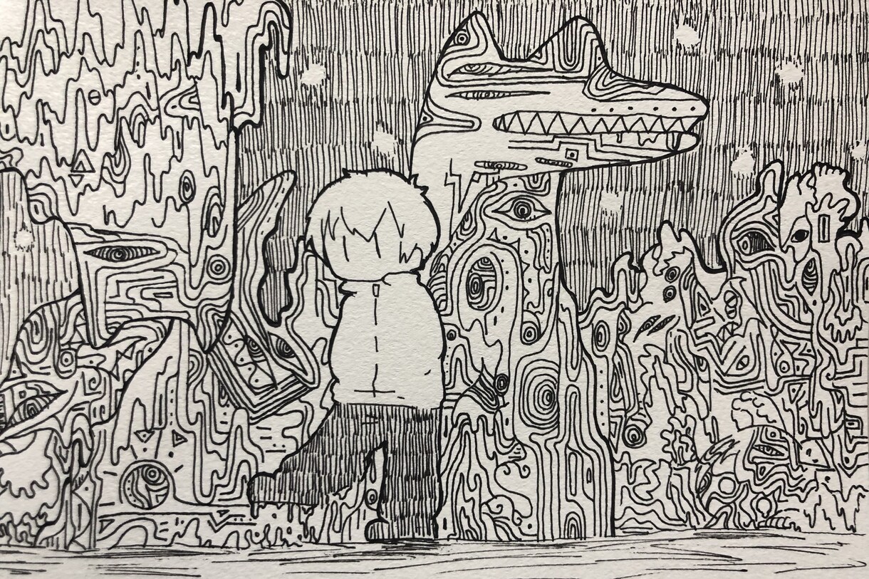 可愛い？不気味？ちょっと不思議なイラスト描きます お部屋の装飾等に！模様、ほんわか絵をボールペン画一発書きで！ イメージ4
