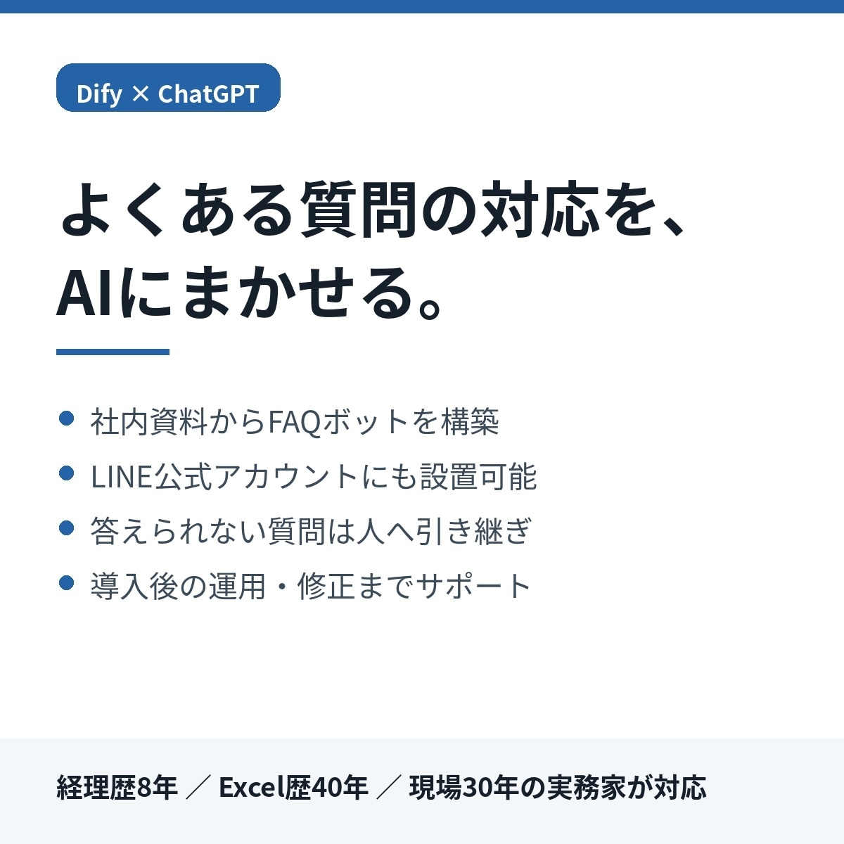 Dify×ChatGPTでFAQボットを作ります よくある質問の一次対応を、AIにまかせる仕組みを構築 イメージ1