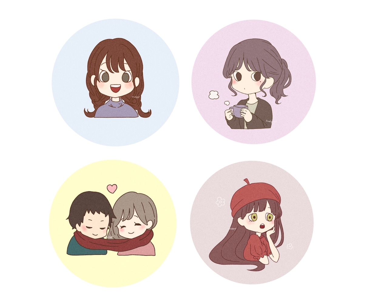 淡いデフォルメ調のアイコン描きます シンプルでやわらかい雰囲気のイラストです❁⃘*.ﾟ イメージ1