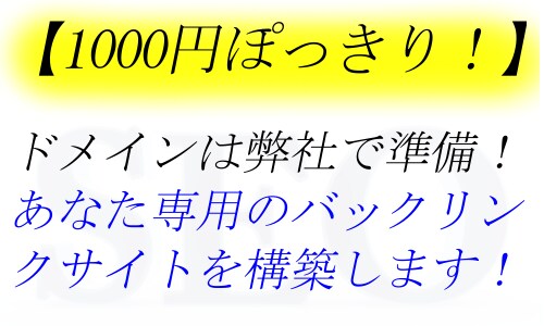 1000円であなた用のドメインからリンクします 弊社独自選定の中古ドメインであなた専用の被サイトを作成 イメージ1
