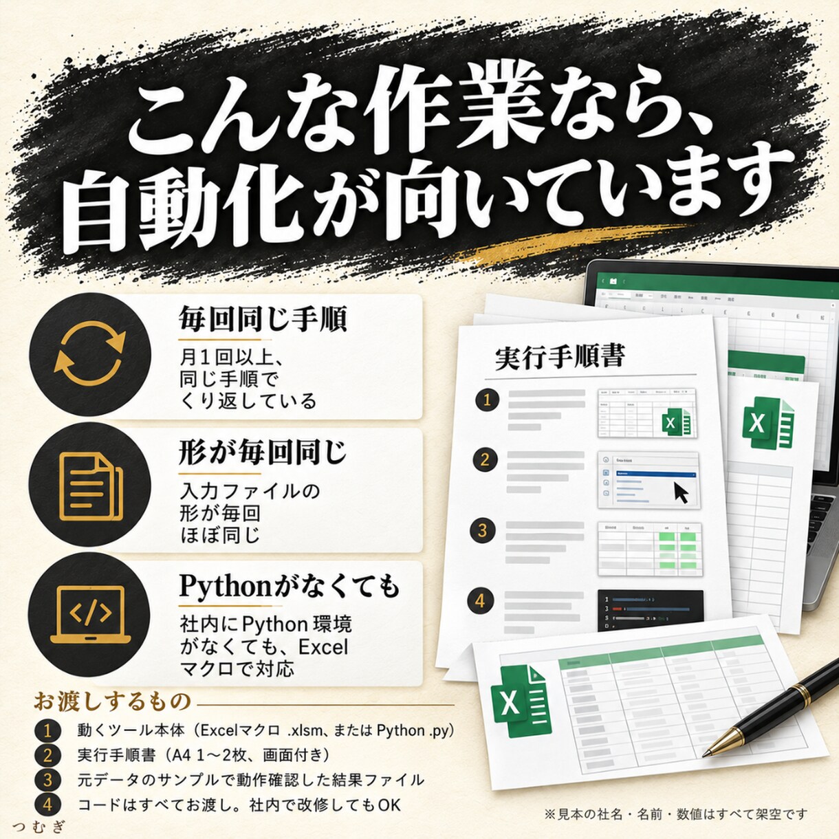 丸投げOK！毎月の手作業をボタン1つに自動化します 即日返信。ファイルを渡すだけ。ツールと手順書で納品 イメージ4