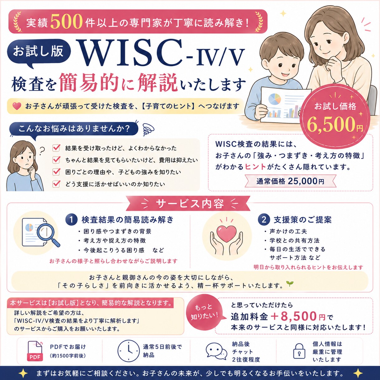 お試し版／WISC検査を簡易的に解説いたします 実績500件超の専門家が発達検査の結果を丁寧に読み解き説明！ イメージ1
