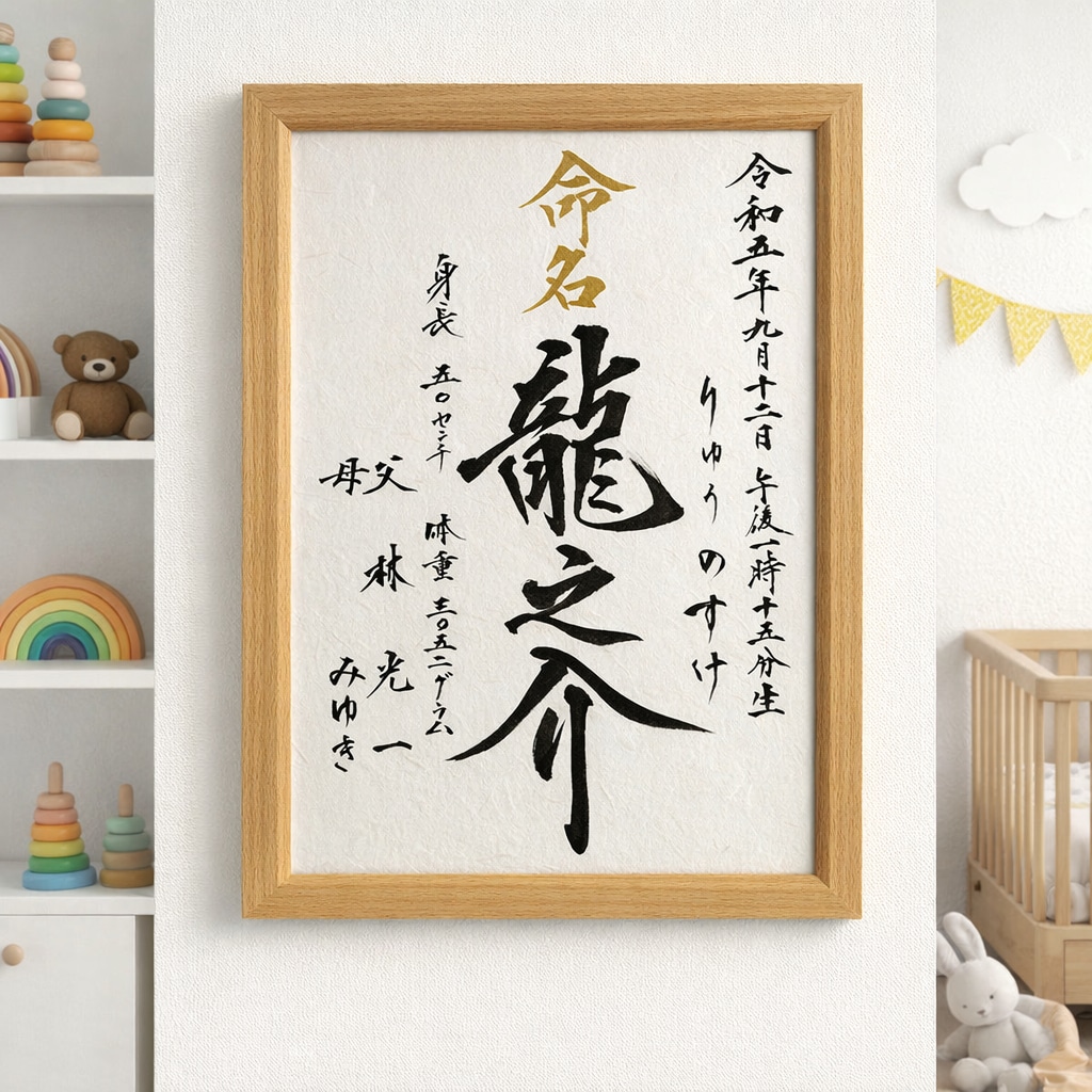 美しい毛筆手書き本格命名書を迅速に丁寧に制作します 大切なお子様への初めての贈り物！一生物の記念となる品にします イメージ1