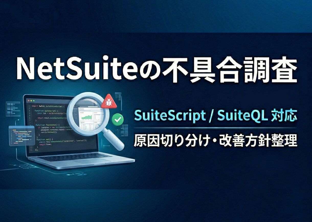 NetSuiteの不具合調査・相談に対応します 1テーマごとに原因調査と改善整理します イメージ1