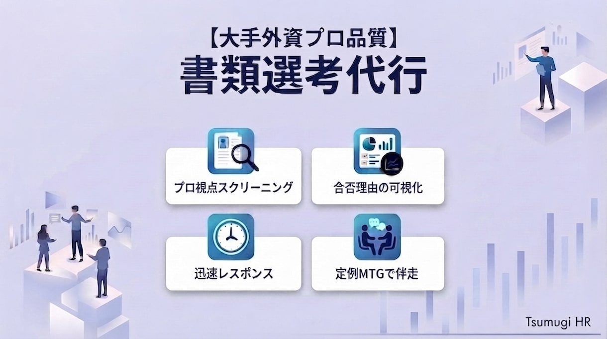大手外資メーカー出身の採用担当が書類選考代行します 【10名お試しから◎】合否の理由も評価シート共有で可視化◎ イメージ1