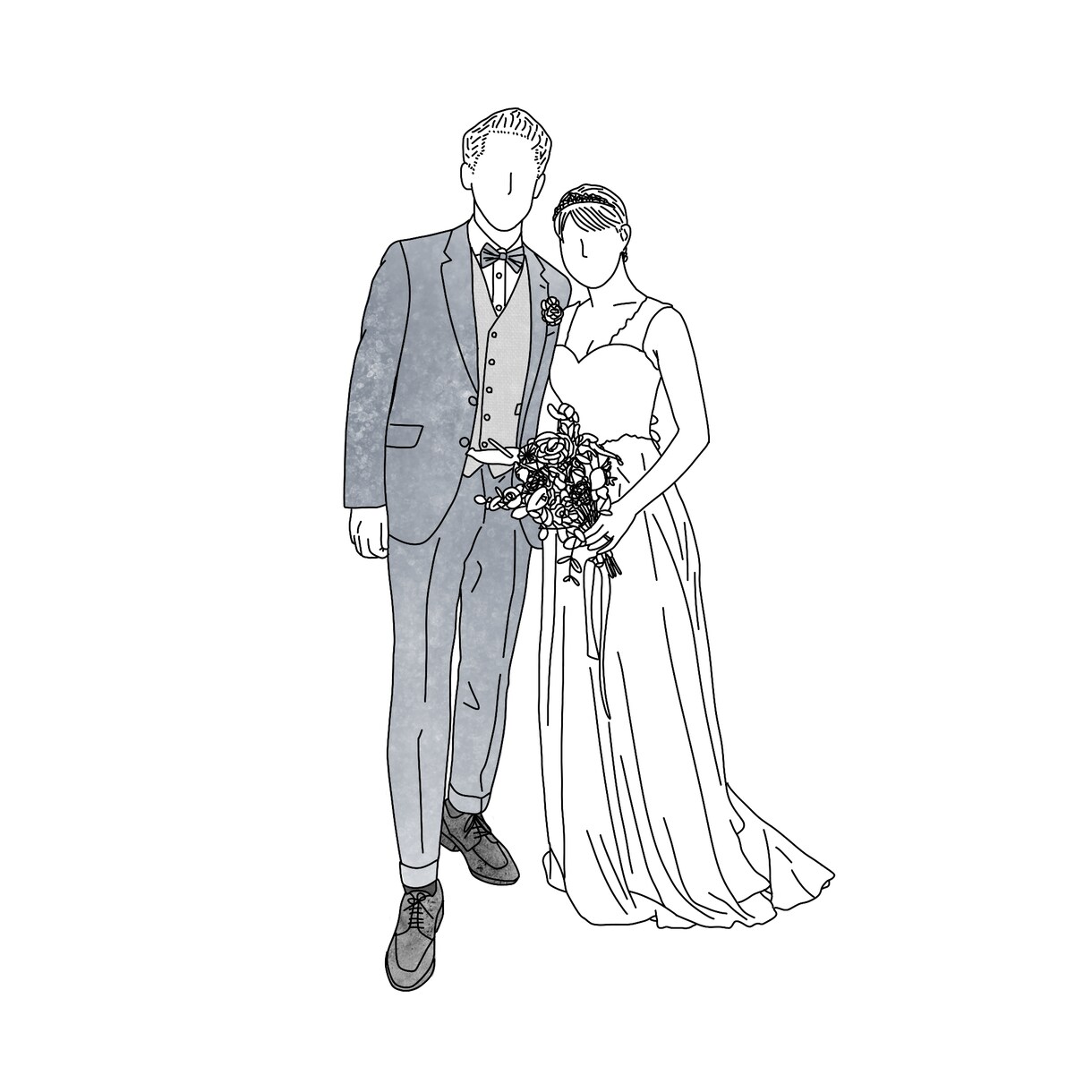 ココナラ最安値★即日納品ok★ＷＤイラスト描きます 気軽なお値段で結婚式や前撮りのお写真をイラストに！ イメージ7