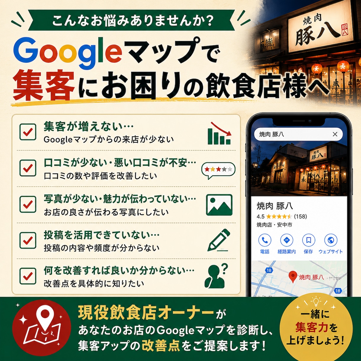 飲食店向けGoogleマップ集客を診断しますます 現役焼肉店オーナーが実践目線でアドバイス イメージ3