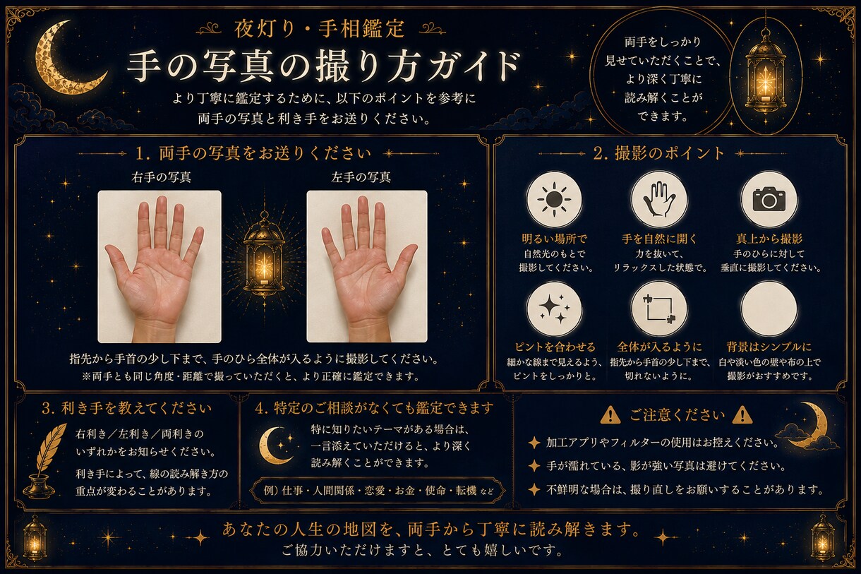 両手の手相からあなたの資質・強みを読み解きます あなたの中にある力を、五つの灯りで照らします イメージ5
