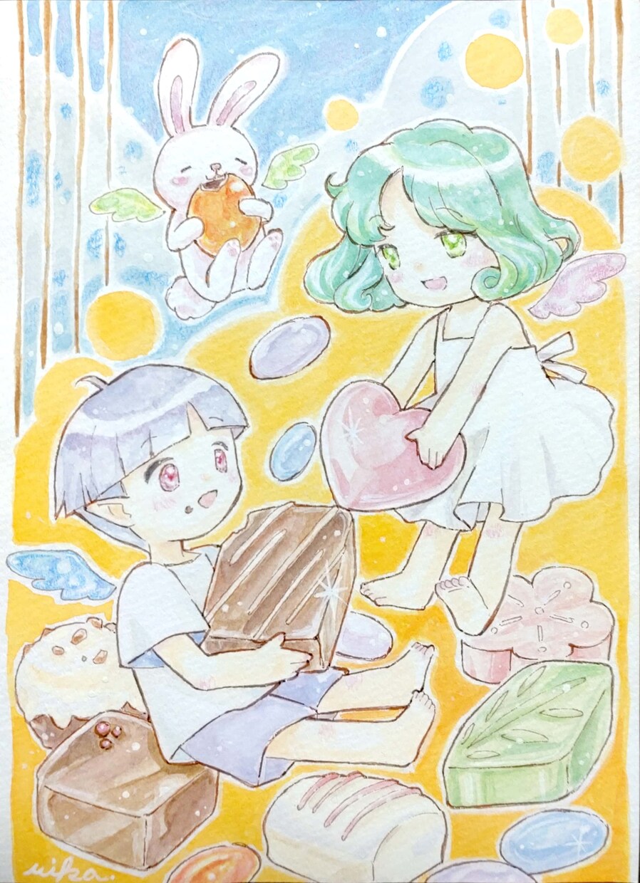 ポストカードサイズの用紙にイラストお描きします ふんわり柔らかいタッチで手描きイラストを作成します。 イメージ4