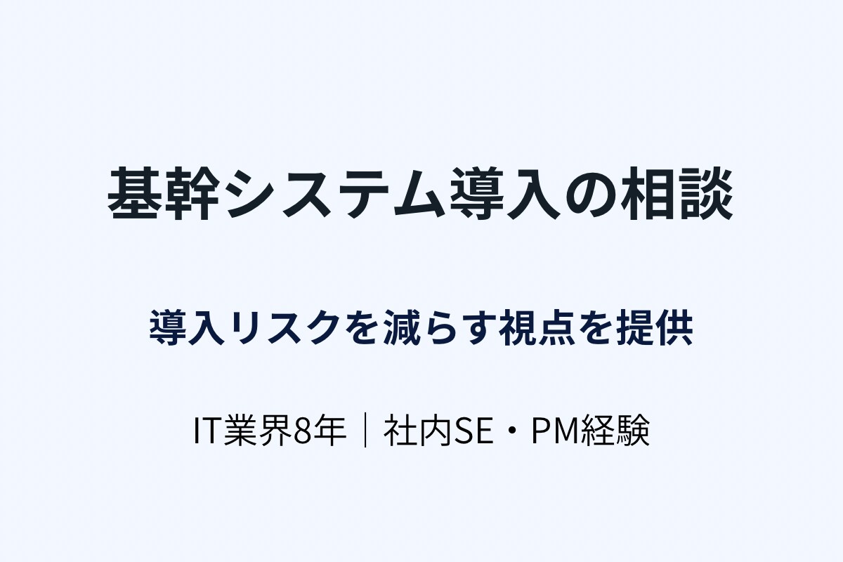 基幹システム導入の相談・壁打ちします 導入リスクを減らすための実務的アドバイス イメージ1