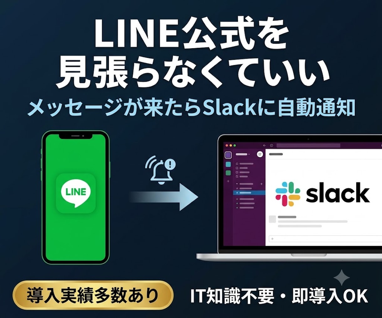 公式LINEメッセージをSlackへ自動通知します IT知識不要！購入するだけで即日導入できます イメージ1