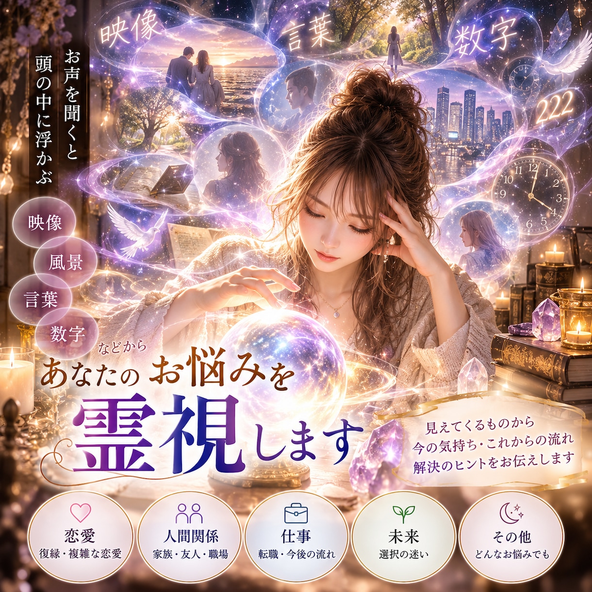お声から浮かぶ映像や言葉を霊視します 声から視える情景や言葉をもとに心を込めて鑑定します イメージ2