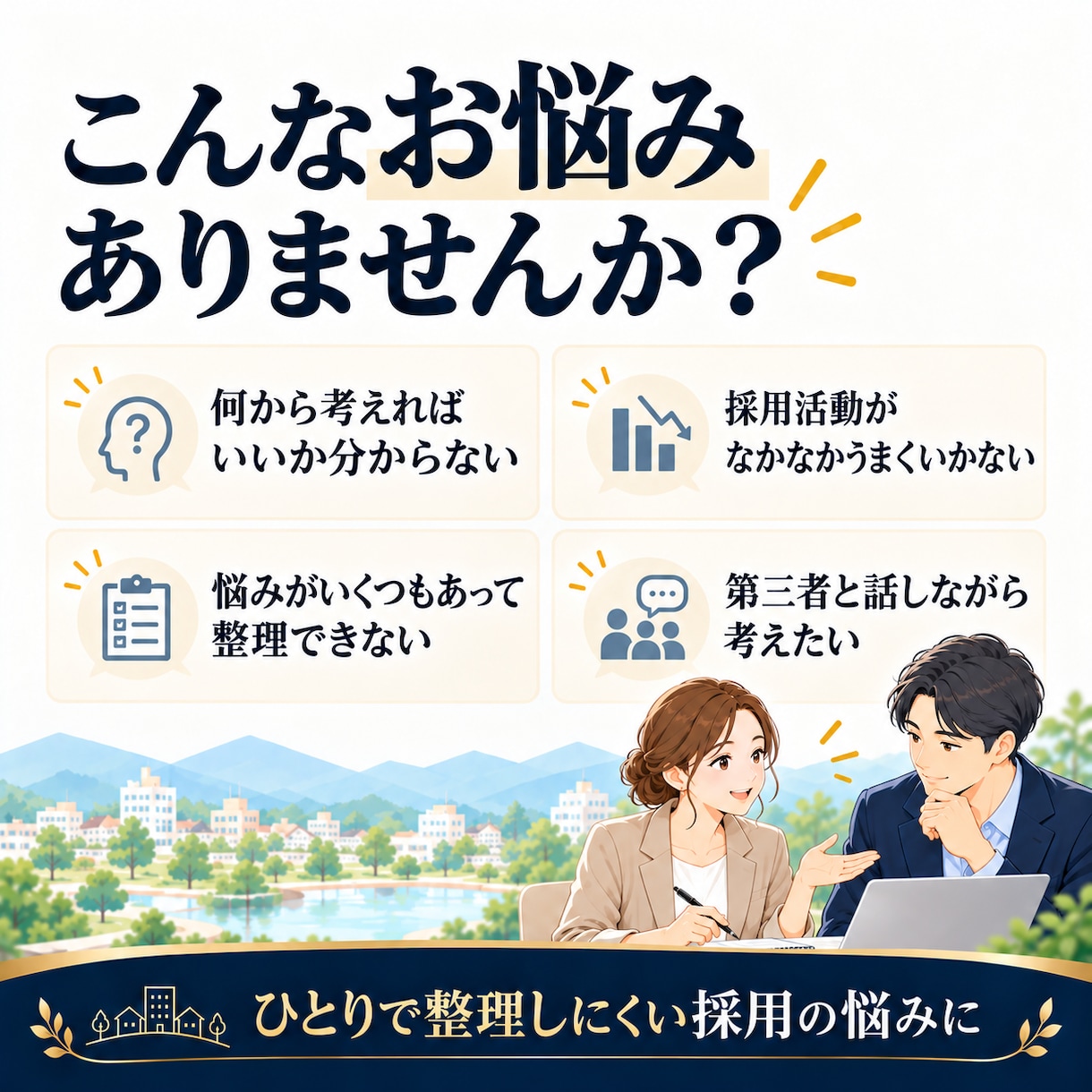 採用の悩みを診断×相談で整理します 採用診断×60分相談で、次の一歩を一緒に整理 イメージ2