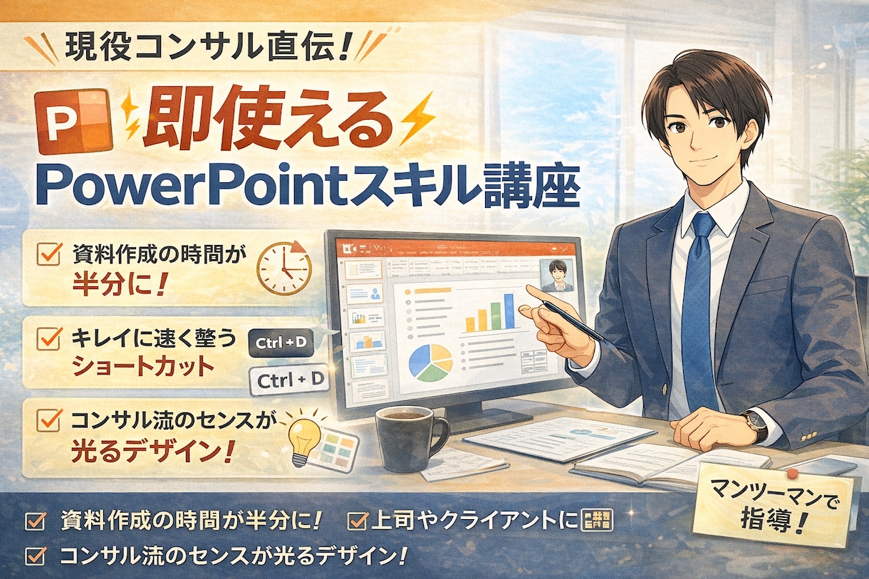 現役コンサル直伝！即効で映えるPPT術教えます 明日から使える“時短×伝わる”資料作成法 イメージ1