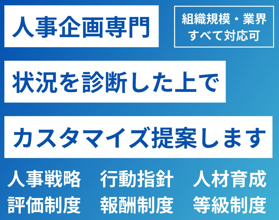 組織課題特定から制度の設計・運用構築まで支援します まずは状況を診断し、個社にあわせてカスタマイズ提案します イメージ1