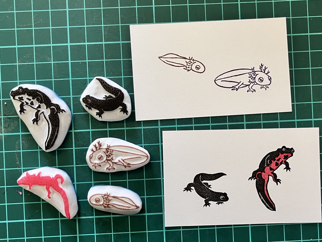 オリジナルの消しゴムはんこを作ります ●はがき1/2サイズに収まるはんこをお作りします！ イメージ2