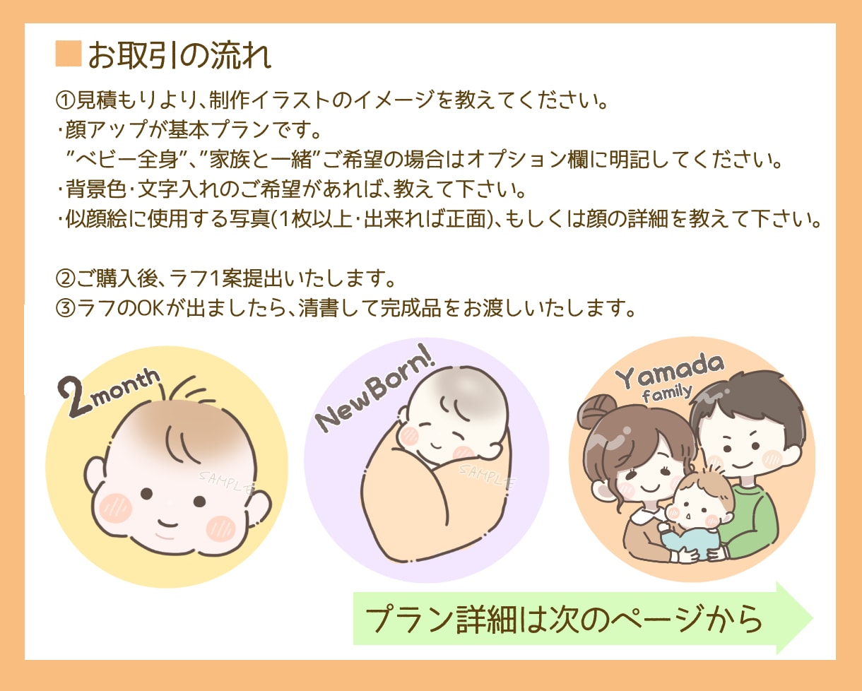 赤ちゃんや家族のイラスト描きます 出産の記念やお子様の成長に合わせて作成致します！ イメージ2