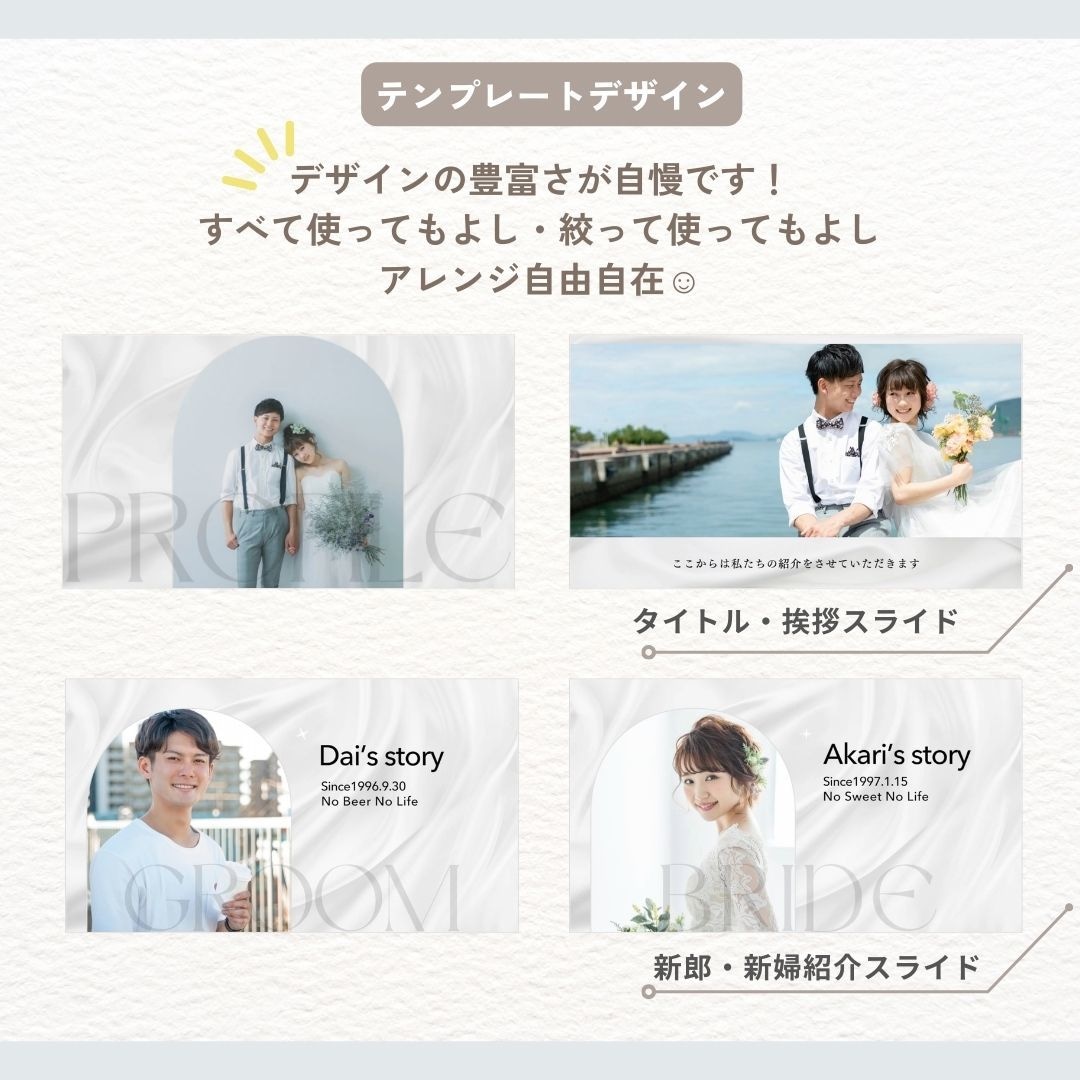 結婚プロフィールムービー・テンプレート自作できます PC・スマホを使って作成！音楽つきだから写真と文字を挿入のみ イメージ2
