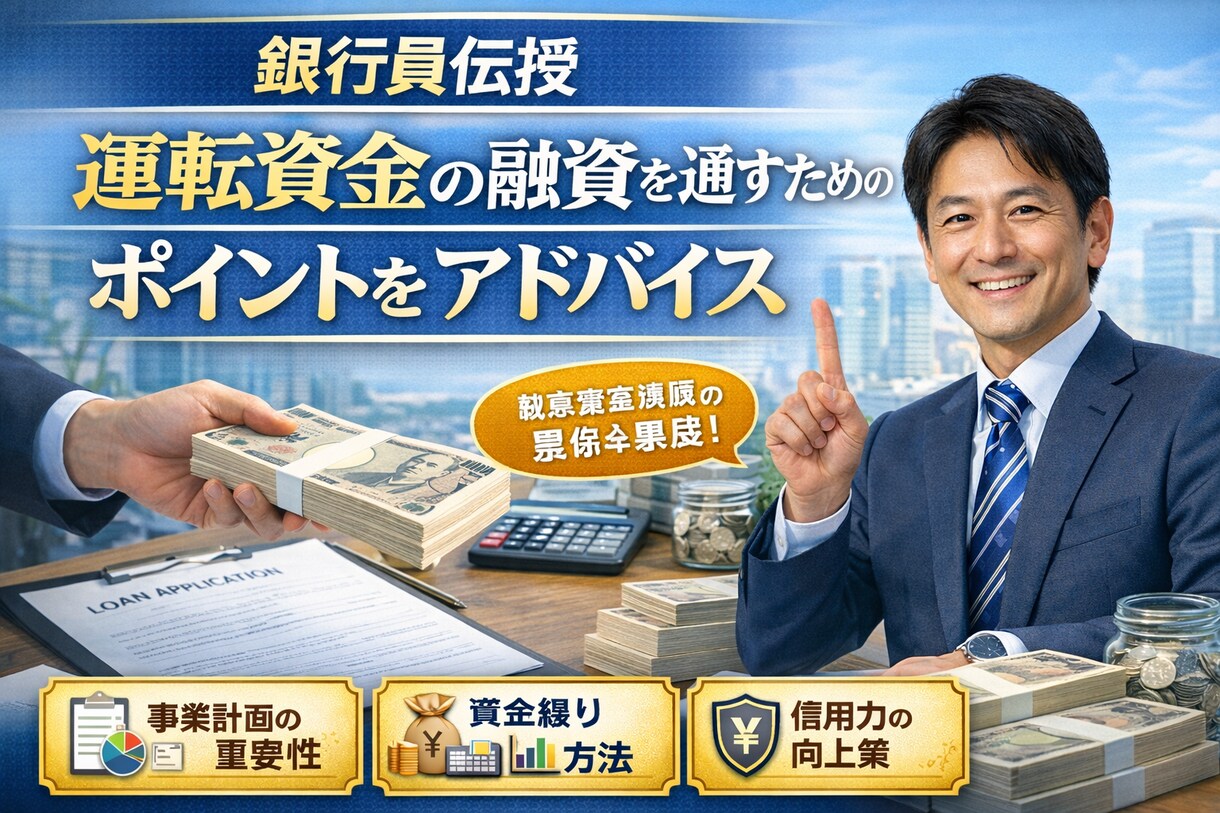 運転資金の融資を通すためのコツをアドバイスします 銀行員伝授｜運転資金の融資を通すためのポイントをアドバイス イメージ1