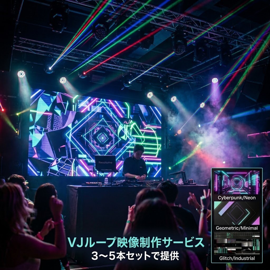 イベントに合わせたVJ用ループ映像を制作します イベントの世界観にあった映像を制作いたします。 イメージ1