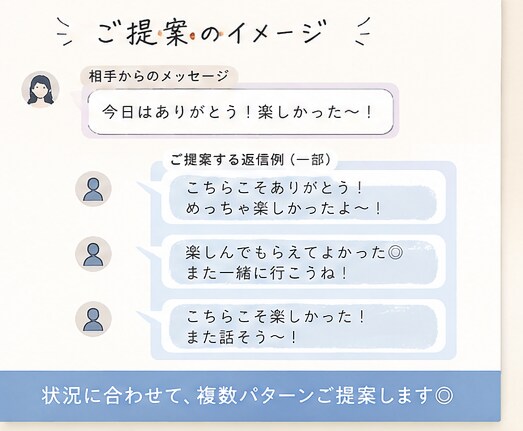 友達感覚でLINE返信考えます 友達感覚で気軽に相談してください◎ イメージ5