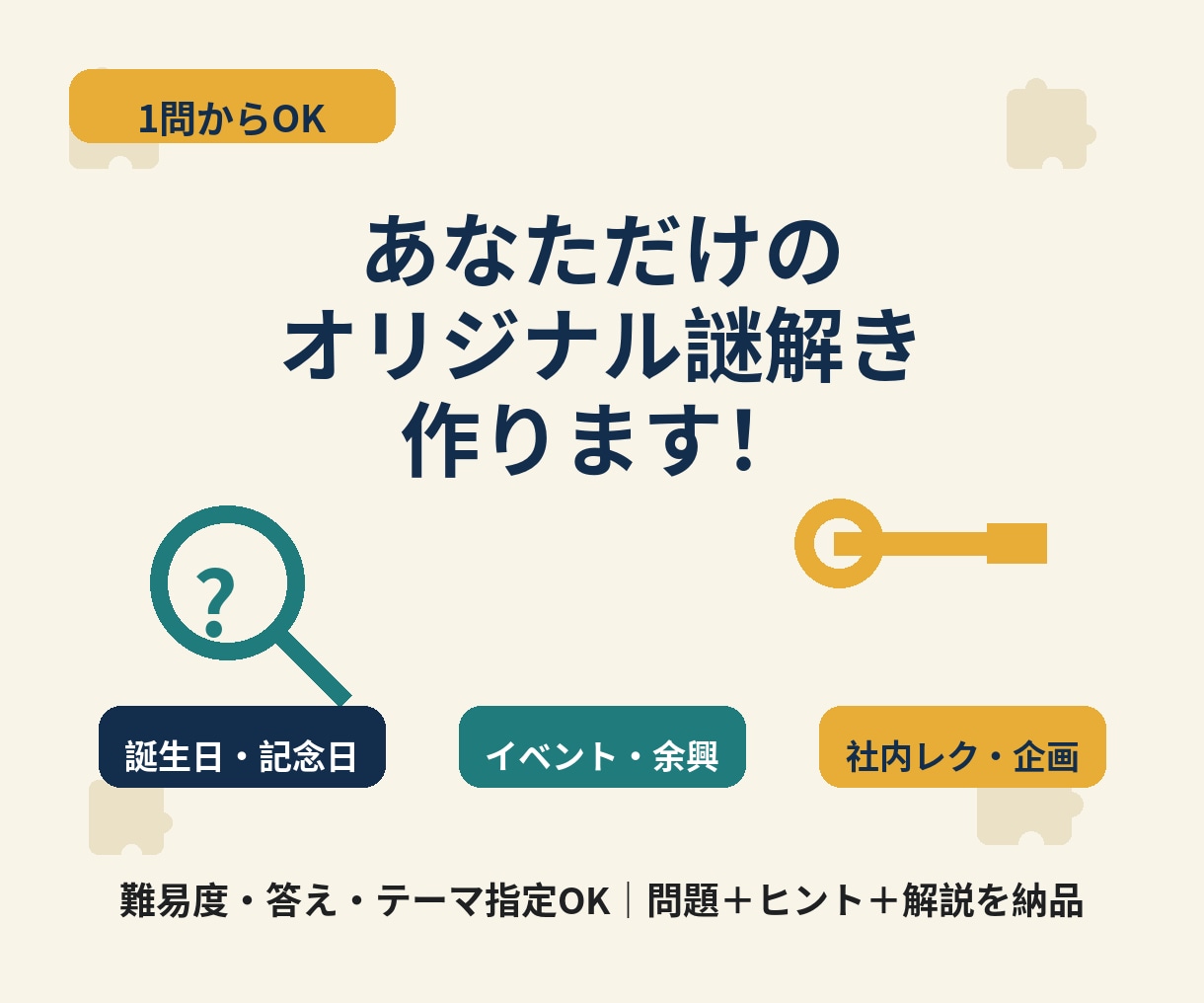 用途に合わせたオリジナル謎解きを制作します 誕生日・イベント・社内レクに、世界に一つだけの謎 イメージ1