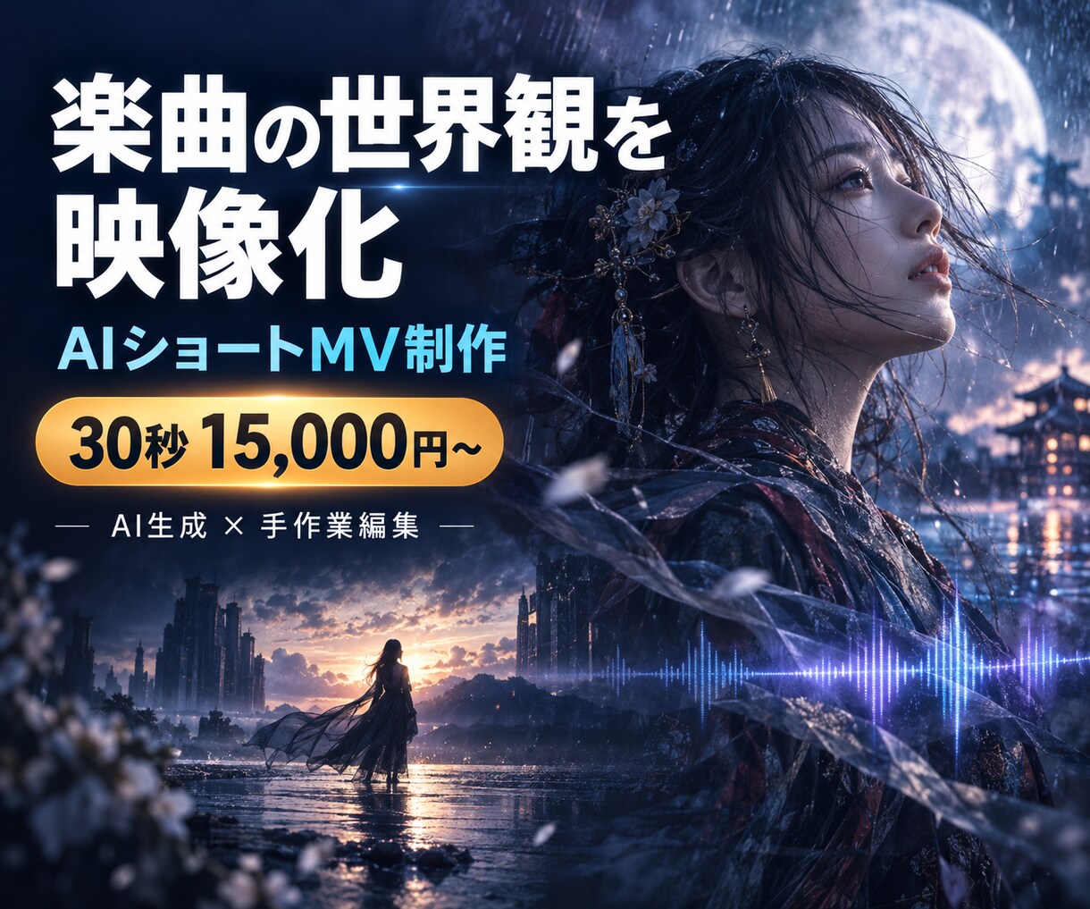 AIで世界観のあるショートMVを制作しますます 楽曲の物語と感情を30秒の映像に仕上げます イメージ1