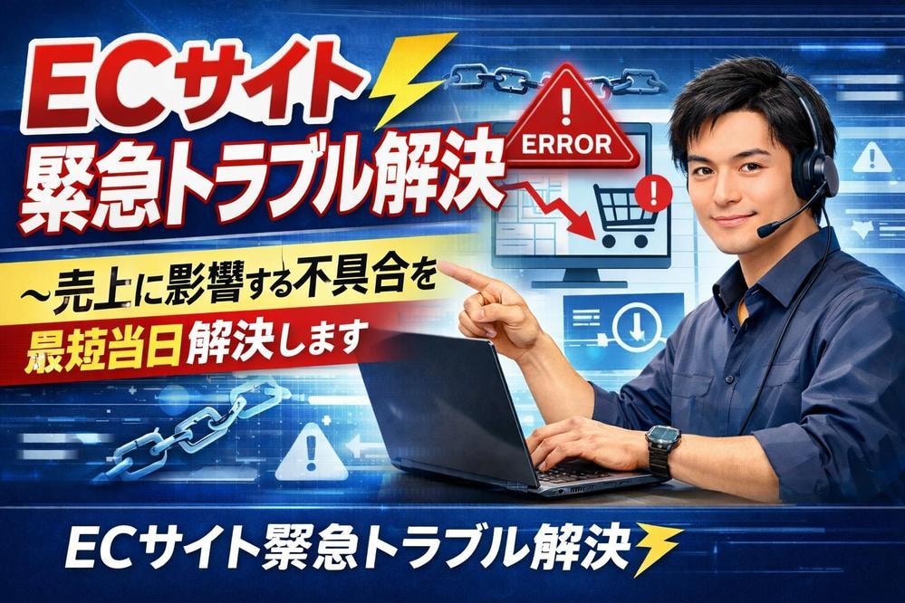 ECサイトの緊急トラブルを即日解決します 売上が止まる前に。EC専門エンジニアが即日対応 イメージ1