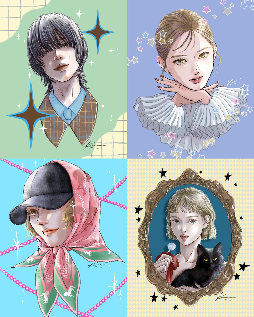モード×透明感　雑誌の1ページのような絵を描きます 1枚絵・アイコン・挿し絵などジャンル問わずご相談ください イメージ8